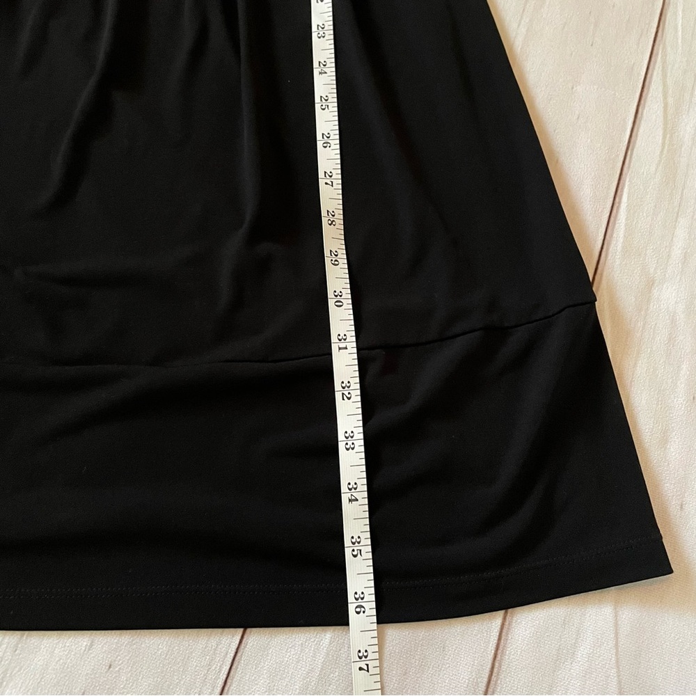 WHBM Liquid Knit Halter Dress Womens S Black Slinky Polished Pleated Career Goth - Picture 8 of 9